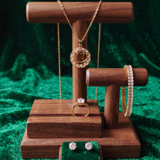 4-Piece Gold-Plated Smiley Face Jewelry Set