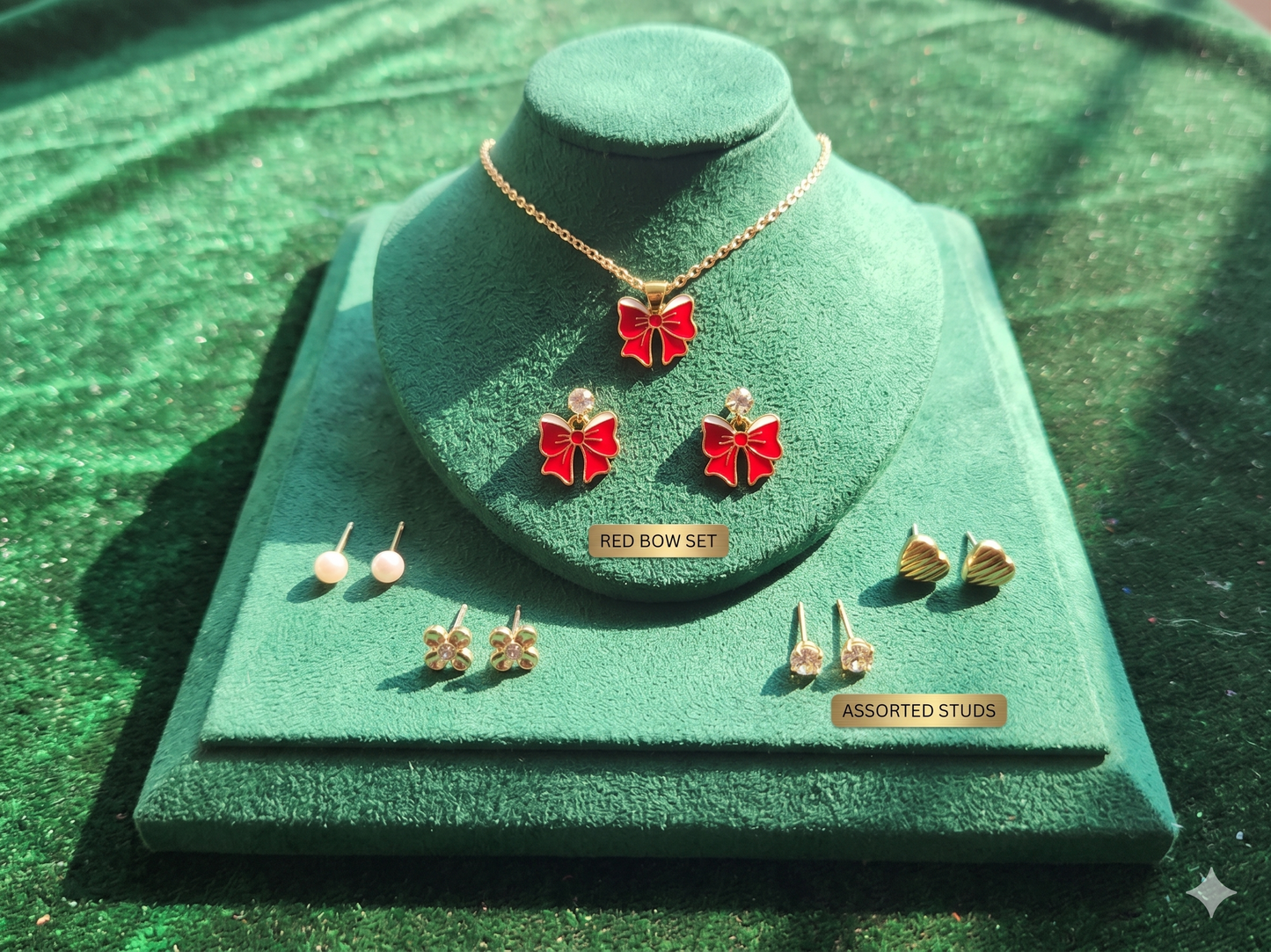 Red Bow Jewelry Set