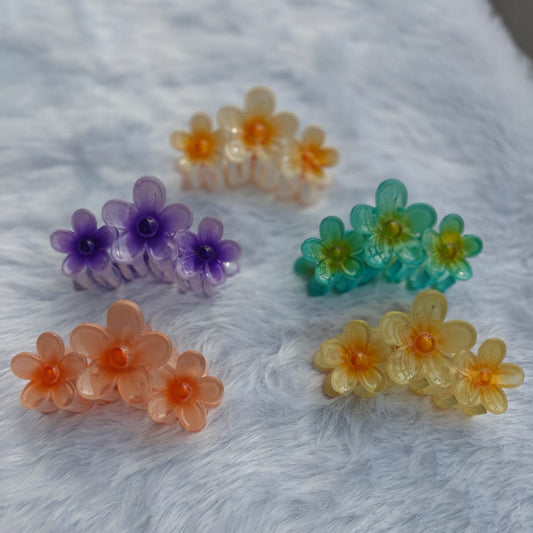 Triple Flower Hair claw Assorted colors - Large