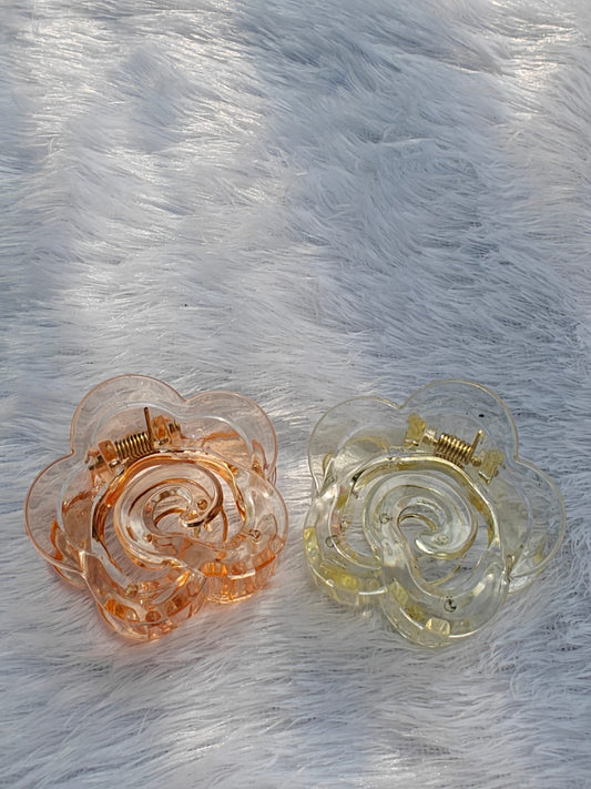 Glass Finish Aesthetic Rose Hair Claw - Medium