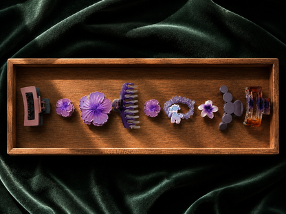 Violet Blossom Hair Accessories Combo Set – 9 Pieces