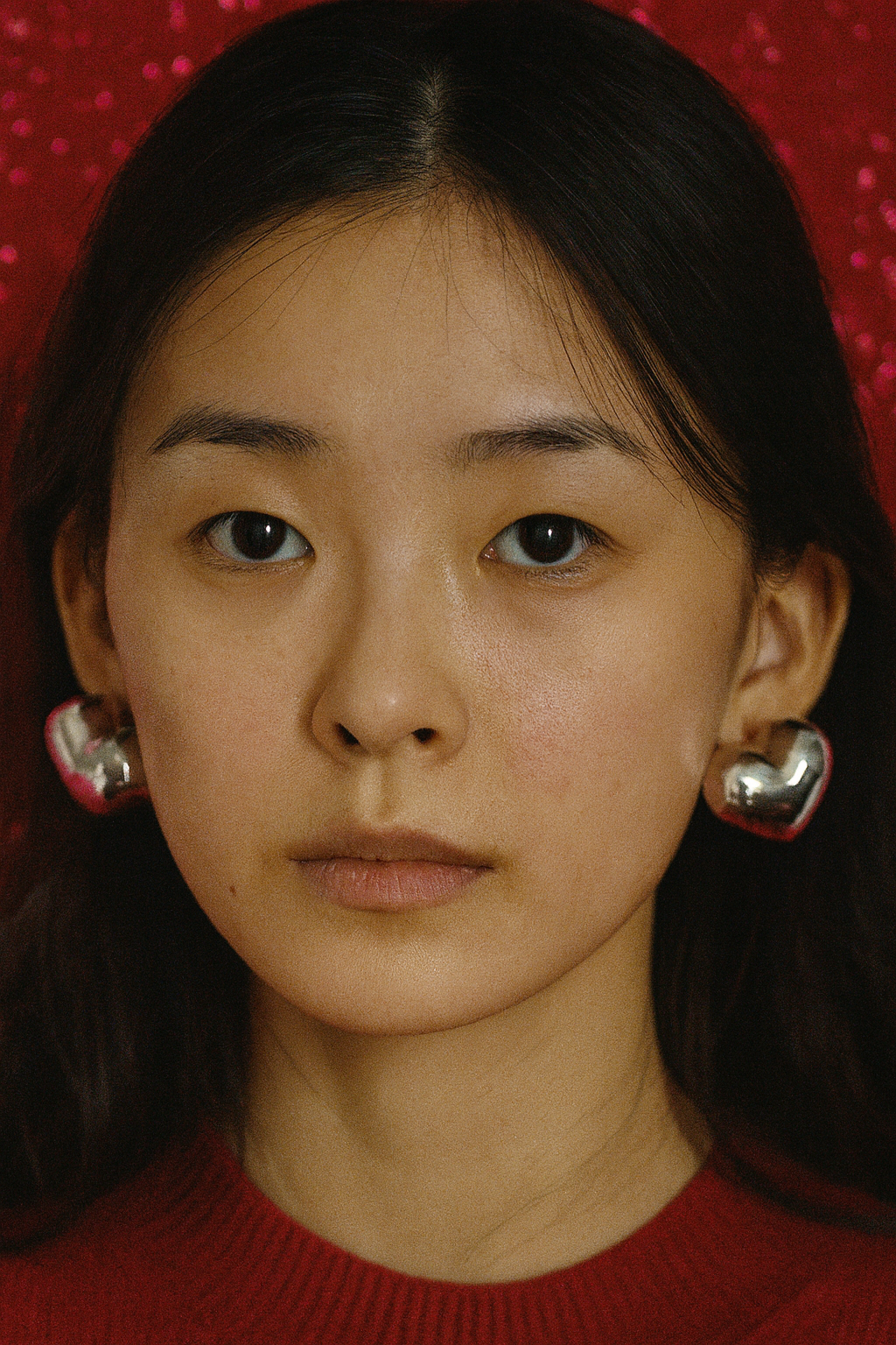 Silver Puffy Heart Earrings