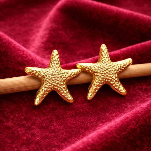 Gold starfish earrings