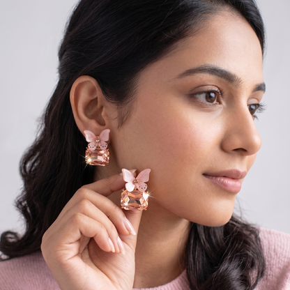 Midnight Butterfly Crystal Stud Earrings