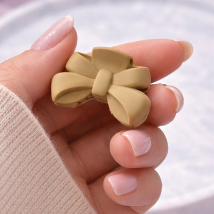 Mini Matte Ribbon Bow Hair Claw Clip - Small