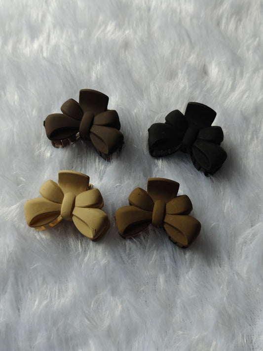 Mini Matte Ribbon Bow Hair Claw Clip - Small