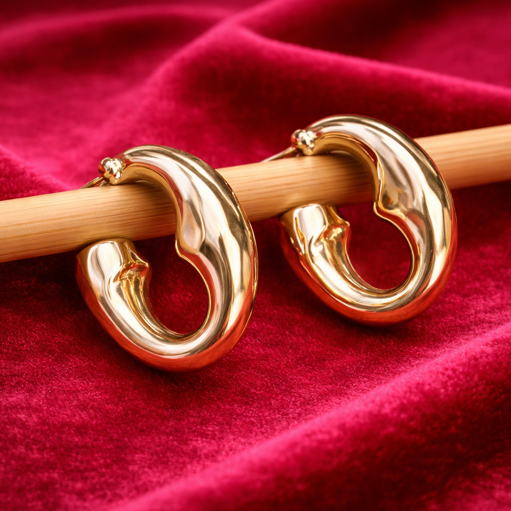 Modern C-shaped Hoop Earrings