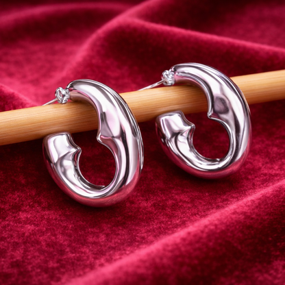 Modern C-shaped Hoop Earrings