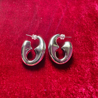 Modern C-shaped Hoop Earrings