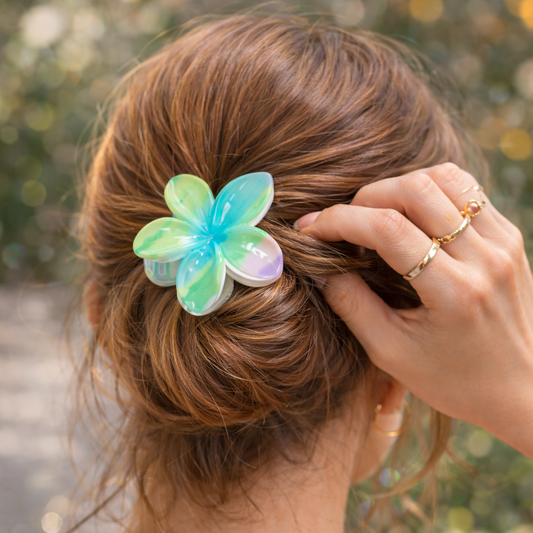 Pastel Bloom Floral Hair Claw Clip - Large