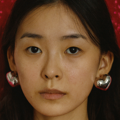 Silver Puffy Heart Earrings