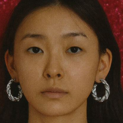 Silver twisted rope hoop earrings