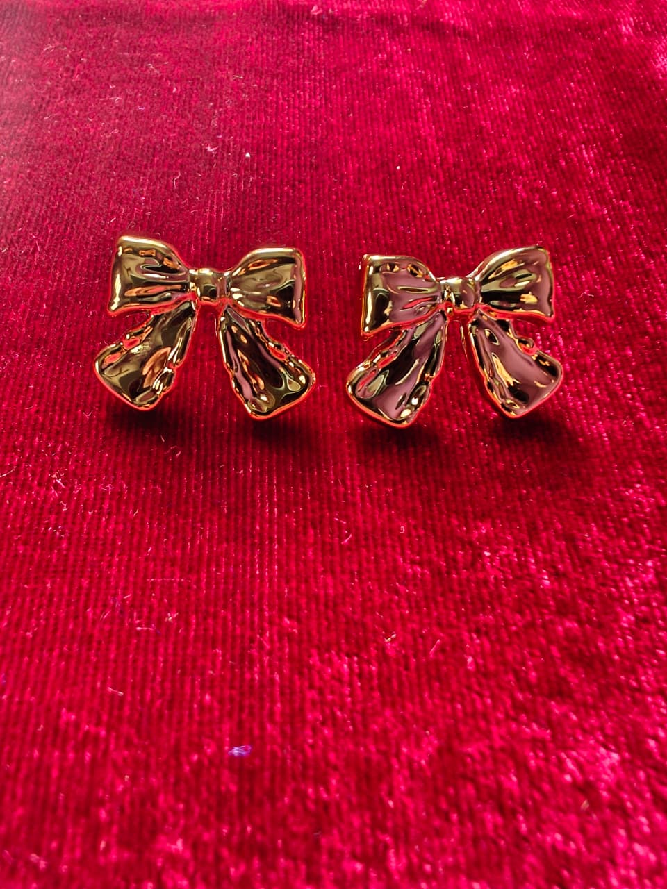 Gold Bow Stud Earrings